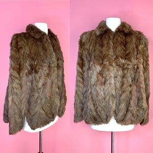 Vintage Brown Fur Capelet Poncho Coat Cape